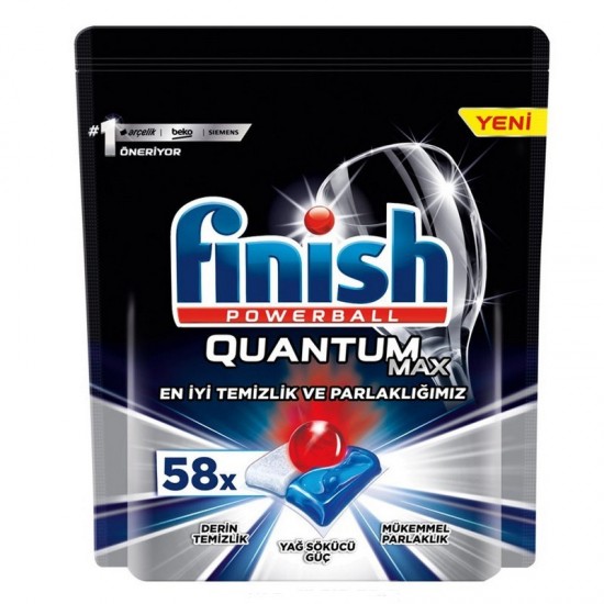 قرص ظرفشویی FINISH QUANTOM MAX بسته 58 عددی