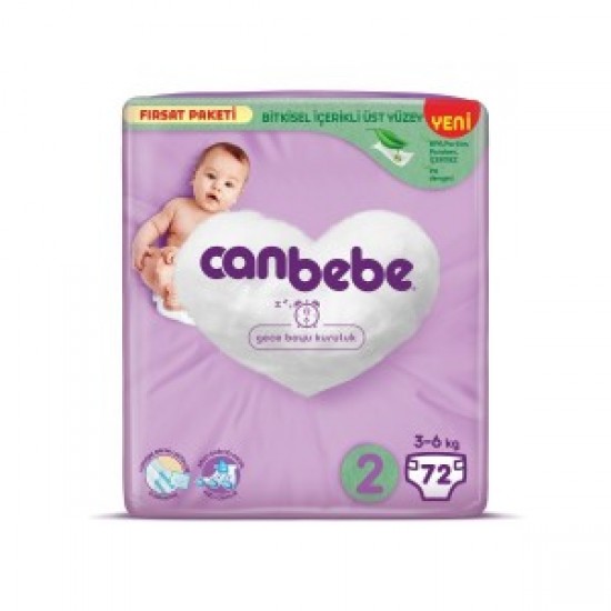  Canbebe 2 Beden Bebek Bezi 3-6KG Fırsat Paketi 72 Adet