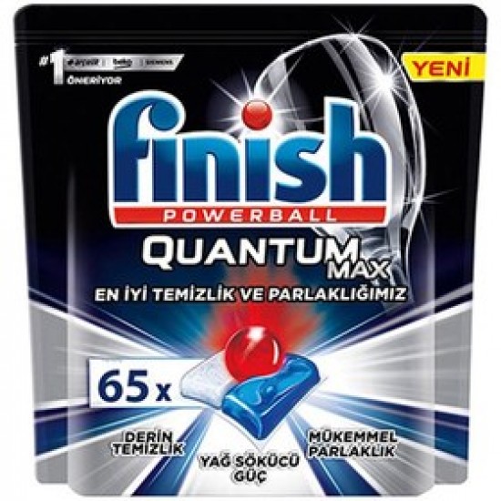 قرص ظرفشویی FINISH QUANTOM MAX بسته 65 عددی