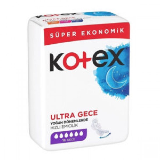 نوار بهداشتی ویژه شب KOTEX ultra gece کوتکس نرمال 16 عددی