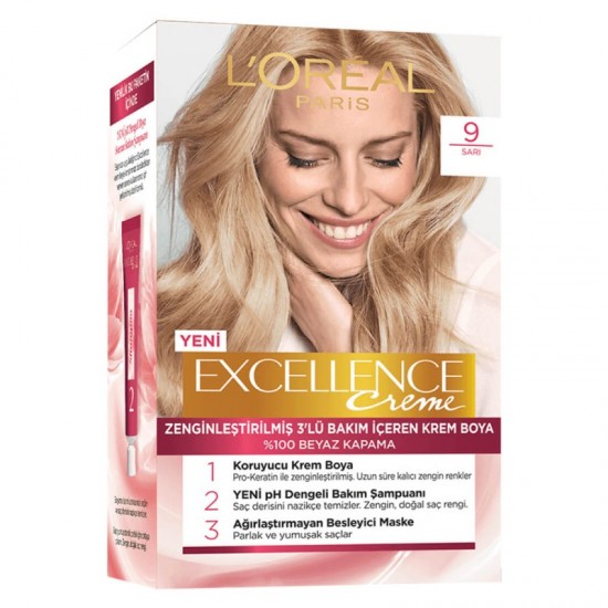 رنگ موی لورال شماره 9 رنگ بلوند loreal excellence